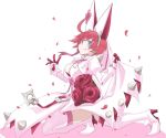  1girl :p ahoge blue_eyes boots bouquet bra breasts cleavage clover cravat dress dress_lift earrings elphelt_valentine flower four-leaf_clover gloves guilty_gear guilty_gear_xrd hairband high_heel_boots high_heels huge_ahoge jewelry large_breasts long_sleeves mr.milk_caramel petals pink_hair pink_rose puffy_long_sleeves puffy_sleeves red_bra rose short_hair smile solo spikes thigh-highs thigh_boots tongue tongue_out underwear white_dress white_legwear 