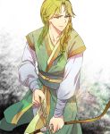  1boy archer_of_black arrow bow_(weapon) braid fate/apocrypha fate_(series) green_eyes heru_(goldprin) long_hair solo weapon 