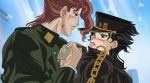  blush collar_grab genderswap hat jojo_no_kimyou_na_bouken kakyoin_noriaki kuujou_joutarou official_style 