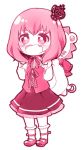  1girl bobby_socks chibi crown dress fang kusunoki_kotori mary_janes monochrome open_mouth ribbon sakutarou shoes socks stuffed_animal stuffed_lion stuffed_toy umineko_no_naku_koro_ni ushiromiya_maria 