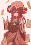  1girl book bow crescent_hair_ornament hair_bow hair_ornament hat hat_bow ne_kuro pages patchouli_knowledge purple_hair solo touhou violet_eyes 
