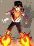  1boy android atom_(tetsuwan_atom) pluto_(manga) rocket_boots rocket_shoes rod_(rod4817) solo tetsuwan_atom torn_clothes torn_shirt zoom_layer 