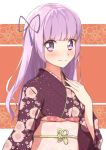  aikatsu! blush hikami_sumire jpanese_clothes kimono long_hair purple_eyes violet_hair 