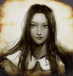  1girl laura_victoriano lips long_hair monochrome photo_(object) solo tamami the_evil_within vignetting 