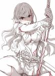  1girl bandages blood bra breasts cleavage cuts grimace injury itou_(onsoku_tassha) katana long_hair one_knee panties payot pleated_skirt skirt solo spot_color sweat sword torn_bra torn_clothes torn_shirt underwear weapon 