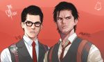  2boys black_hair facial_hair glasses joseph_oda multiple_boys rod4817 sebastian_castellanos stubble the_evil_within vest waistcoat 