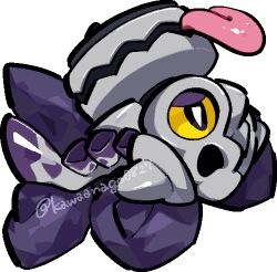  chibi chibi_only commentary_request english_commentary full_body kawaanago lowres mixed-language_commentary no_humans one-eyed pokemon pokemon_(creature) pokemon_focus revavroom solo tongue tongue_out transparent_background twitter_username 
