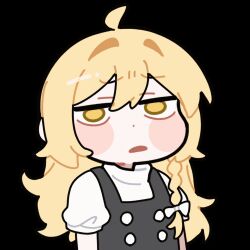  1girl animated animated_gif black_vest blonde_hair blush bow braid commentary_request hair_bow highres hinohari_(user_wzxk7585) kirisame_marisa long_hair looking_at_viewer missing_headwear open_mouth puffy_short_sleeves puffy_sleeves short_sleeves side_braid simple_background single_braid solo talking touhou transparent_background upper_body vest white_bow yellow_eyes 