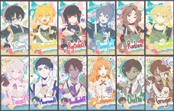  6+boys apron baby_animal bird black_hair black_shirt blonde_hair bob_cut book braid brown_hair character_name chick clover collared_shirt commentary dark-skinned_female dark-skinned_male dark_skin don_quixote_(project_moon) faust_(project_moon) four-leaf_clover green_apron gregor_(project_moon) grin heathcliff_(project_moon) hermann_(project_moon) high_ponytail holding holding_book holding_magazine hong_lu_(project_moon) ishmael_(project_moon) limbus_company long_hair looking_at_viewer magazine_(object) meursault_(project_moon) multiple_boys necktie open_mouth outis_(project_moon) pen ponytail project_moon red_eyes red_necktie rodion_(project_moon) ryoshu_(project_moon) shirt short_hair sinclair_(project_moon) smile south_ac sparkle sparkling_eyes untranslatable_commentary upper_body white_shirt yellow_eyes yi_sang_(project_moon) 