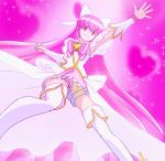  1girl absurdly_long_hair aino_megumi cure_lovely forever_lovely happinesscharge_precure! haruyama_kazunori heart long_hair magical_girl pink pink_eyes pink_hair precure solo thigh-highs very_long_hair white_legwear 