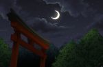  crescent_moon moon night no_humans satou_yuuki star_(sky) torii touhou 