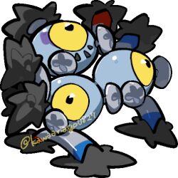  chibi chibi_only commentary_request english_commentary full_body kawaanago lowres magnet mixed-language_commentary no_humans one-eyed pokemon pokemon_(creature) pokemon_focus sandy_shocks screw transparent_background twitter_username 
