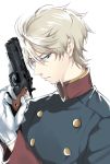  1boy aldnoah.zero blonde_hair gloves green_eyes gun kurumiya_hato short_hair slaine_troyard solo weapon 