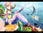  1girl bikini_top coral fish highres kagayan1096 long_hair mermaid monster_girl purple_hair twintails underwater violet_eyes vocaloid voiceroid yuzuki_yukari 