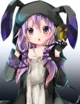  1girl animal_ears fingerless_gloves gloves highres hoodie long_hair purple_hair rabbit_ears solo tosura-ayato twintails violet_eyes vocaloid yuzuki_yukari 