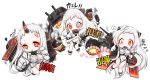  :d ahoge airfield_hime chibi claws cleavage_cutout detached_sleeves horn horns kantai_collection long_hair looking_at_viewer machinery mittens northern_ocean_hime open-chest_sweater open_mouth orange_eyes pale_skin seaport_hime shibi shinkaisei-kan silver_hair smile sweater torn_clothes translation_request 