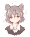  1girl akagashi_hagane alternate_costume animal_ears blush grey_hair jewelry looking_at_viewer mouse_ears nazrin necklace portrait red_eyes saliva short_hair simple_background sleepy solo sweater touhou white_background 