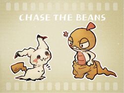  anger_vein brown_background closed_eyes commentary_request english_text full_body mimikyu neshiro_minoru no_humans nostrils outline pokemon pokemon_(anime) pokemon_(creature) pokemon_focus poketoon scraggy teeth white_outline 