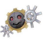  3d creature digimon digimon_story:_cyber_sleuth game_model gears hagurumon metal no_humans official_art open_mouth red_eyes reflection simple_background solo 