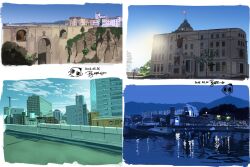  2026 art_study building commentary_request dated day flag highres korean_commentary landscape night no_humans original real_world_location ryepe signature water white_background 
