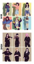  2018 2020 6+girls aloveletter artist_name bad_id bad_twitter_id black_hair black_jacket black_pants black_thighhighs blonde_hair blunt_bangs brown_hair commentary cowboy_shot eunha_(gfriend) fishnet_top fishnets gfriend gloves hair_behind_ear highres jacket jewelry looking_at_viewer medium_hair microphone multiple_girls necklace outstretched_arms pants pink_hair ponytail purple_hair shadow shorts simple_background sinb_(gfriend) skirt sowon_(gfriend) thigh-highs umji_(gfriend) yerin_(gfriend) yuju_(gfriend) 