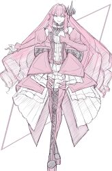  1girl absurdres baobhan_sith_(fate) baobhan_sith_(first_ascension)_(fate) bare_shoulders breasts colored_pencil_(medium) commentary_request detached_sleeves didudiuduidudu dress earrings fate/grand_order fate_(series) grey_eyes highres jewelry large_breasts long_hair looking_at_viewer open_mouth pointy_ears red_dress red_hair red_thighhighs smile solo thigh-highs traditional_media 