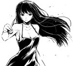  1girl black_hair kubocha long_hair looking_at_viewer monochrome original simple_background solo white_background 