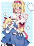  ! &gt;_&lt; ... 4girls alice_margatroid blonde_hair blue_eyes blush capelet commentary_request dress flying_sweatdrops hairband hammer_(sunset_beach) long_hair long_sleeves multiple_girls open_mouth revision see-through shanghai_doll short_hair touhou 