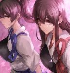  2girls akagi_(kantai_collection) brown_eyes brown_hair japanese_clothes jonasan kaga_(kantai_collection) kantai_collection long_hair multiple_girls muneate short_hair side_ponytail smile 