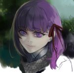  1girl fate/stay_night fate_(series) genichikou hair_ribbon long_hair matou_sakura purple_hair ribbon solo violet_eyes 