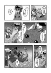 comic female_admiral_(kantai_collection) ikazuchi_(kantai_collection) inazuma_(kantai_collection) kantai_collection meitoro monochrome translation_request 