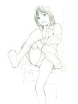  1girl dressing monochrome original sketch socks solo traditional_media yoshitomi_akihito 