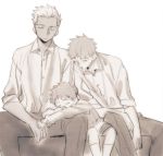  3boys archer child emiya_shirou fate/stay_night fate_(series) greyscale monochrome multiple_boys multiple_persona tam_(cuq) time_paradox 