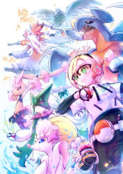  1boy 2girls 2others :3 alternate_color animal_ear_fluff animal_ears animal_hands animal_nose arms_up beard belt black_bodysuit black_gloves black_hairband black_pantyhose black_sclera black_shorts blank_eyes blonde_hair blue_eyes body_fur bodysuit bodysuit_under_clothes broom broom_surfing brown_fur clenched_hand closed_mouth colored_eyelashes colored_sclera colored_skin commentary_request corviknight cowboy_shot delphox drawstring earpiece electricity facial_hair fang fanny_pack fire floating floating_object fox_ears furry furry_female garchomp gloves green_eyes grey_fur hair_between_eyes hair_ornament hairband happy highres holding holding_poke_ball jacket kodue55 layered_sleeves leg_up long_hair long_sleeves looking_afar lopunny love_ball luxury_ball mega_delphox mega_evolution_symbol mega_lopunny mega_pokemon meowscarada merfolk mermaid mole mole_under_eye monster_girl multiple_girls multiple_others outstretched_arms pantyhose partially_fingerless_gloves pawpads pearl_hair_ornament pink_fur pocket poke_ball poke_ball_(basic) pokemon pokemon_(creature) pokemon_champions pokemon_team primarina rabbit_ears rabbit_girl rabbit_tail red_eyes red_fur ringed_eyes rotom semi-rimless_eyewear sharp_teeth shiny_pokemon short_hair short_over_long_sleeves short_sleeves short_tail shorts sidelocks single_glove skin_fang smile snout spikes standing starfish_hair_ornament stick subarashii_pose tail teeth tinted_eyewear tongue torn_clothes torn_pantyhose two-tone_fur water white_background white_fur white_hair white_jacket white_skin willem_(pokemon) yellow-tinted_eyewear yellow_eyes 