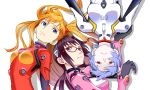  3girls ayanami_rei blue_eyes blue_hair deadcalm evangelion:_2.0_you_can_(not)_advance glasses long_hair makinami_mari_illustrious multiple_girls neon_genesis_evangelion orange_hair plugsuit rebuild_of_evangelion red_eyes shikinami_asuka_langley short_hair souryuu_asuka_langley transparent_background vector_trace 