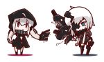  2girls ahoge blue_eyes face_mask highres hooded_jacket kantai_collection mask multiple_girls multiple_tails ne-class_heavy_cruiser nuu_(nu-nyu) pale_skin re-class_battleship scarf short_hair tail translation_request violet_eyes white_hair 
