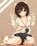  blush brown_hair dress green_eyes idolmaster idolmaster_cinderela_girls maekawa_miku nekomimi short_hair 