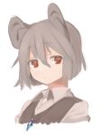  1girl akagashi_hagane animal_ears bust collared_shirt grey_hair jewelry looking_away lowres mouse mouse_ears nazrin necklace pendant red_eyes short_hair simple_background solo touhou vest white_background 