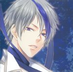  1boy absurdres blue_eyes grey_hair highres himuro_kira kirishima_sou marginal_#4 ribbon short_hair solo 