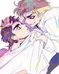  2boys black_hair blonde_hair dio_brando jojo_no_kimyou_na_bouken jonathan_joestar mapi multiple_boys red_eyes younger 