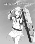  1girl highres jeanex kantai_collection looking_at_viewer mecha_musume monochrome original personification salute short_hair solo uss_enterprise_(cv-6) 