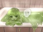  1girl bathtub breasts eyebrows goo_girl long_hair looking_at_viewer monster_girl nude open_mouth original short_hair slime solo thick_eyebrows 