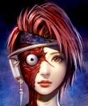  1girl burn_scar face hairband headgear lie-on lips mukuro_(yuu_yuu_hakusho) red_eyes redhead scar solo yuu_yuu_hakusho 
