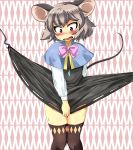  1girl animal_ears blush capelet dress grey_hair highres jewelry kehukoete mouse_ears mouse_tail nazrin open_mouth pendant red_eyes short_hair solo tail touhou 