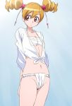    1girl blonde_hair fresh_precure! fundoshi manji_(tenketsu) momozono_love navel pink_eyes precure sarashi short_hair solo twintails 