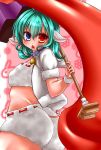  animal_costume animal_ears commentary_request highres horns midriff navel nyaw sheep sheep_costume sheep_ears tatara_kogasa touhou 