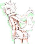  1girl animal_ears blush highres monochrome naomi_(sekai_no_hate_no_kissaten) original scarf short_hair sketch solo tail 