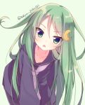  1girl green_eyes green_hair hair_ornament kantai_collection long_hair nagatsuki_(kantai_collection) tahya uniform 