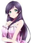  1girl bare_shoulders braid breasts long_hair love_live!_school_idol_project purple_hair sekina single_braid solo toujou_nozomi 