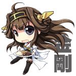  1girl ahoge black_eyes black_legwear brown_hair detached_sleeves double_bun hairband kantai_collection kongou_(kantai_collection) long_hair looking_at_viewer ms06s nontraditional_miko open_mouth pleated_skirt skirt solo thigh-highs translation_request zettai_ryouiki 